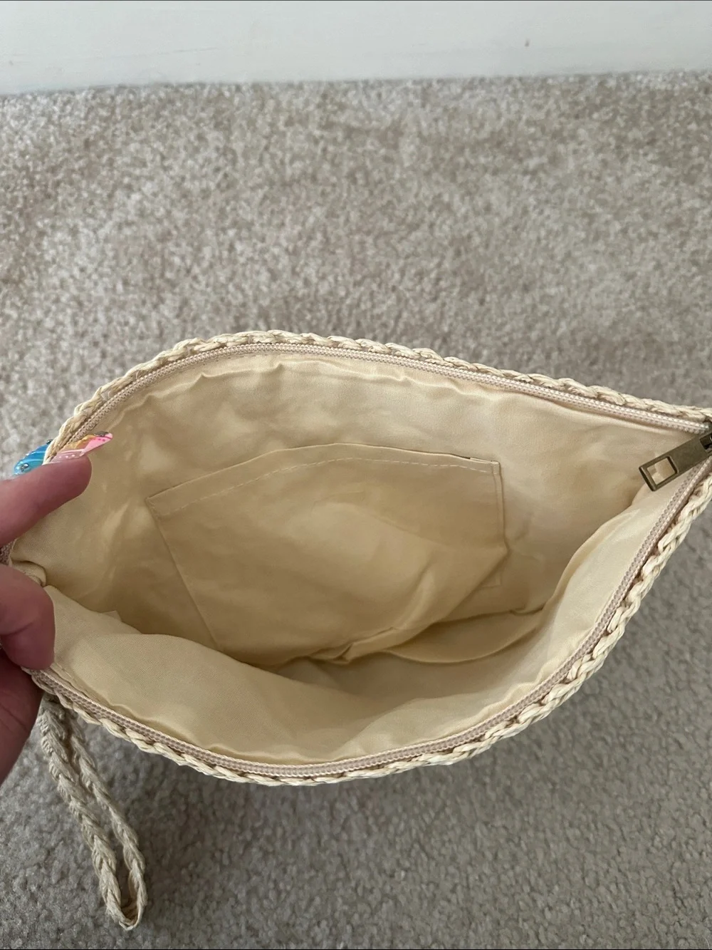 Handmade Woven Cream Wristlet Clutch - Hawaii